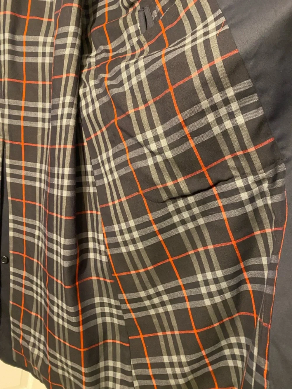 Burberry Navy Trench Coat with Check Lining - Picture 9 of 16